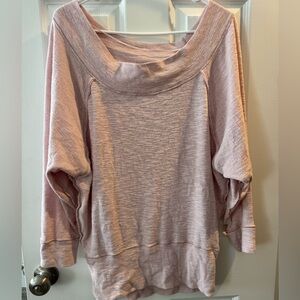 We The Free Off-the-Shoulder Oversized Light Pink Top